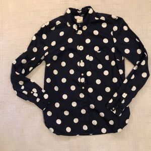 Navy Polka Dot Button Down